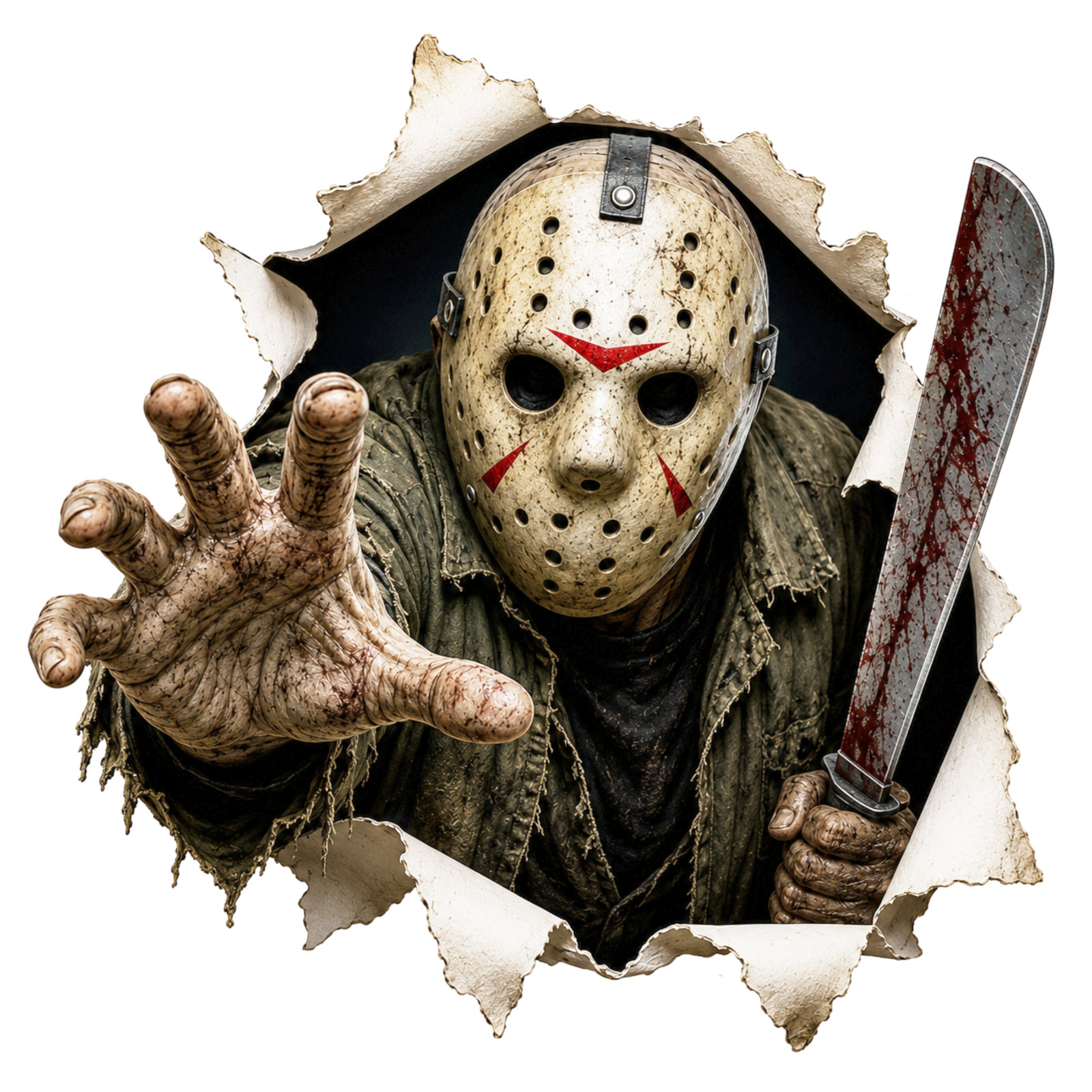 Peek-a-boo Peeker Sticker vinyl Jason Voorhees Machete Decal Friday The 13th