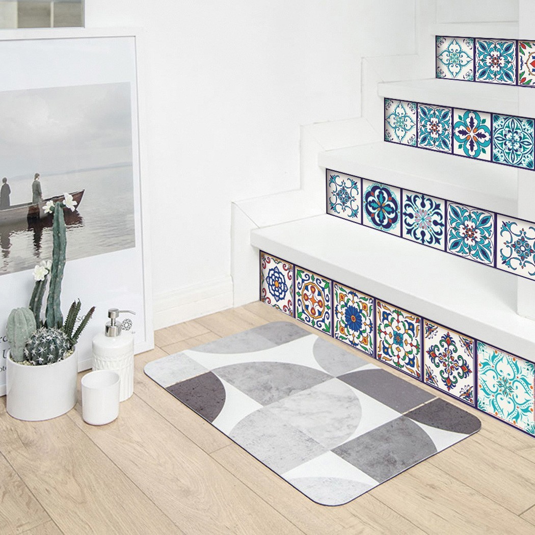 3 Sizes Bathroom Mosaic Colored Pattern Tile Stickers Wall Decor Self-Adhesive