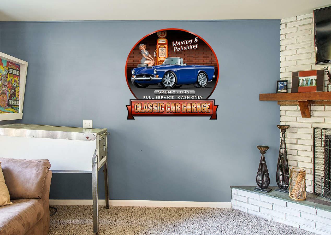 Sunbeam Tiger Sports Car Gas Pump Sign Wall Art Graphic Sticker