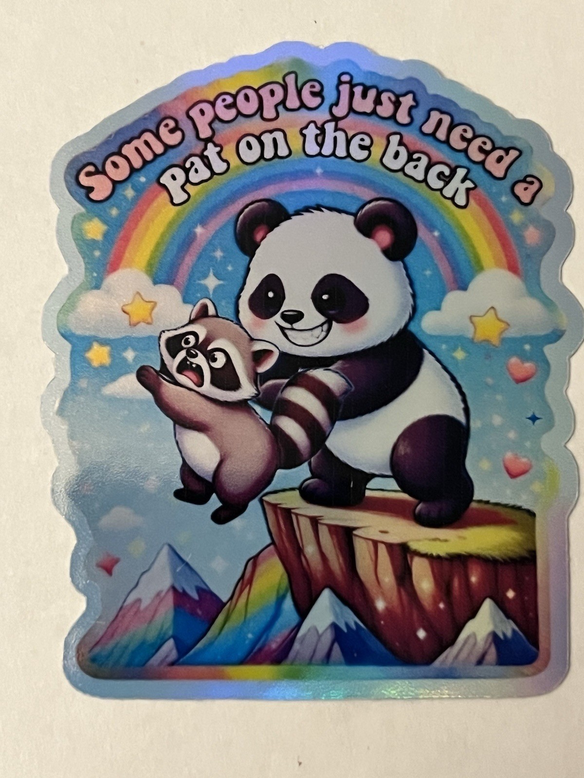 Funny Panda Vs Trash Panda Dark Humor 3inch Waterproof Holographic Sticker