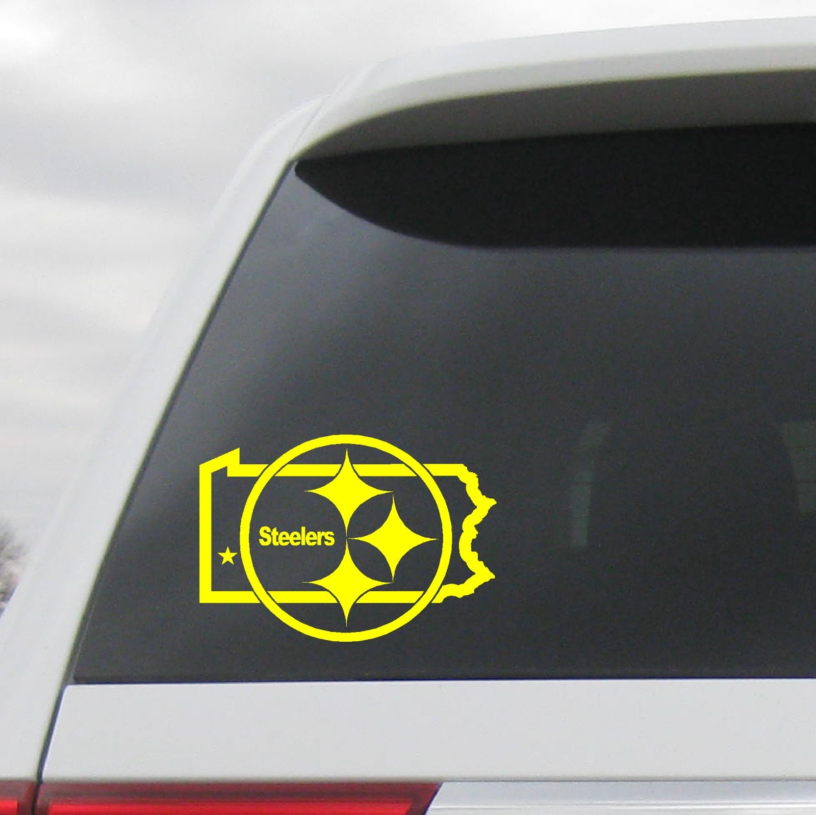 DECAL FOR PITTSBURGH STEELERS PENNSYLVANIA STATE MAP STAR LOCATION VINYL