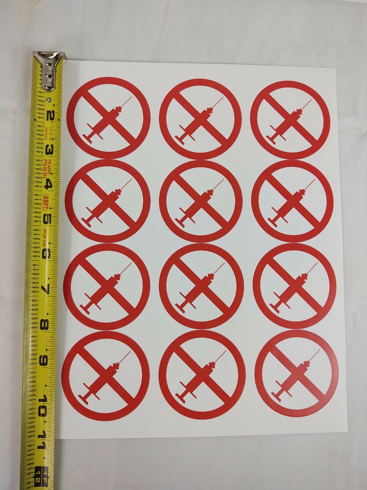 No Syringe Needles Round Trash Can Receptacle Stickers New Sheet Of 12 Stickers