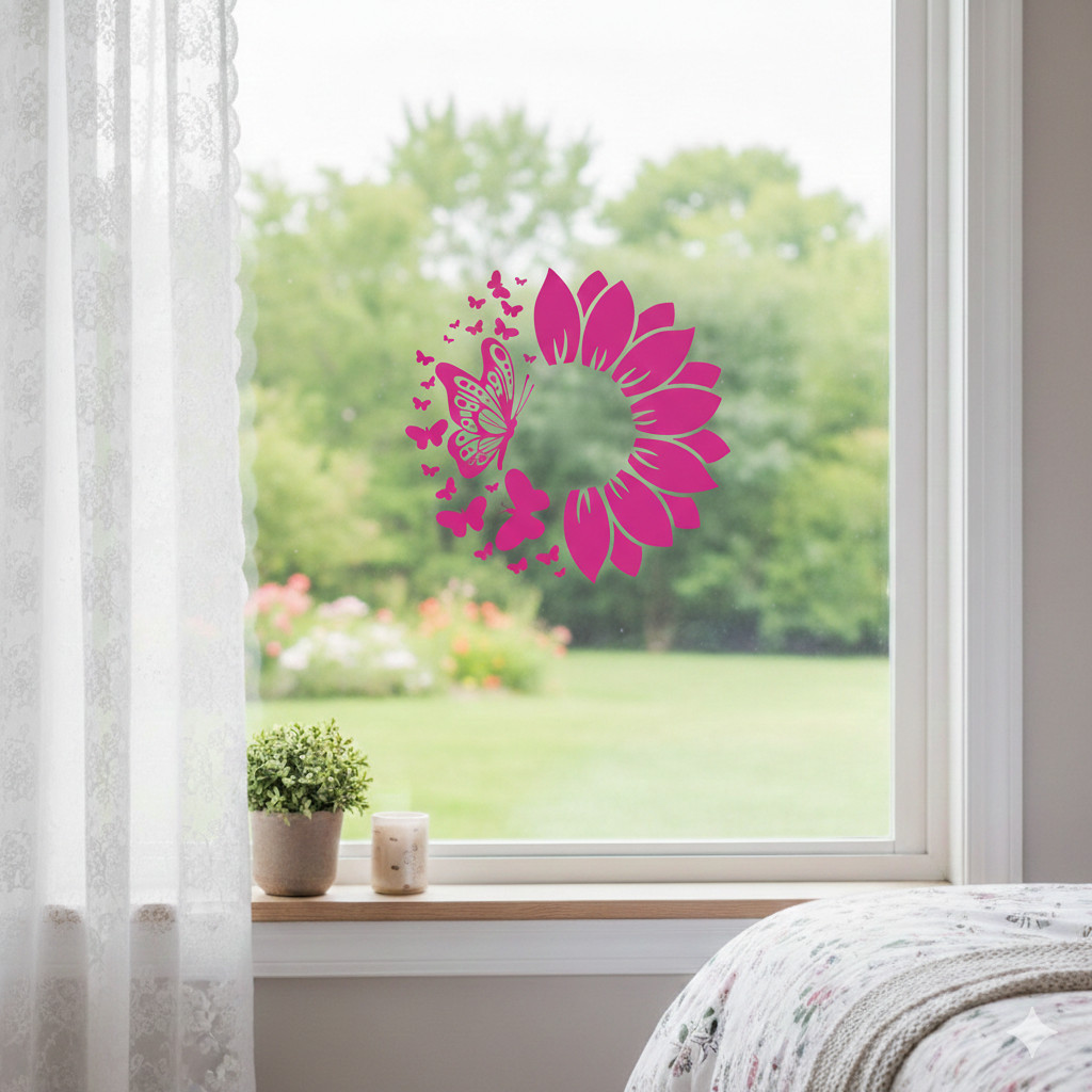 Sunflower Butterfly Decal 5×5" – Dreamer Nature Vinyl Sticker for Car or Laptop