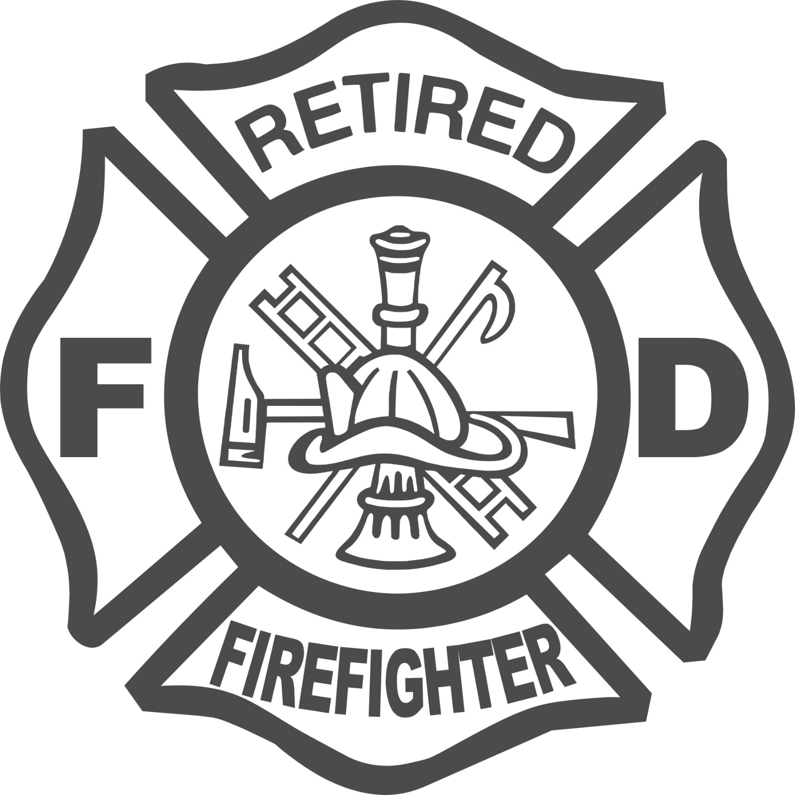 Retired Firefighter Decal Vinyl Sticker Fire Dept Maltese Cross First Responder