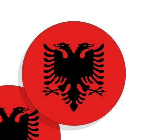 Albania Flag Stickers Flag Decals Vinyl Indoor Outdoor Stickers Round Set of 4