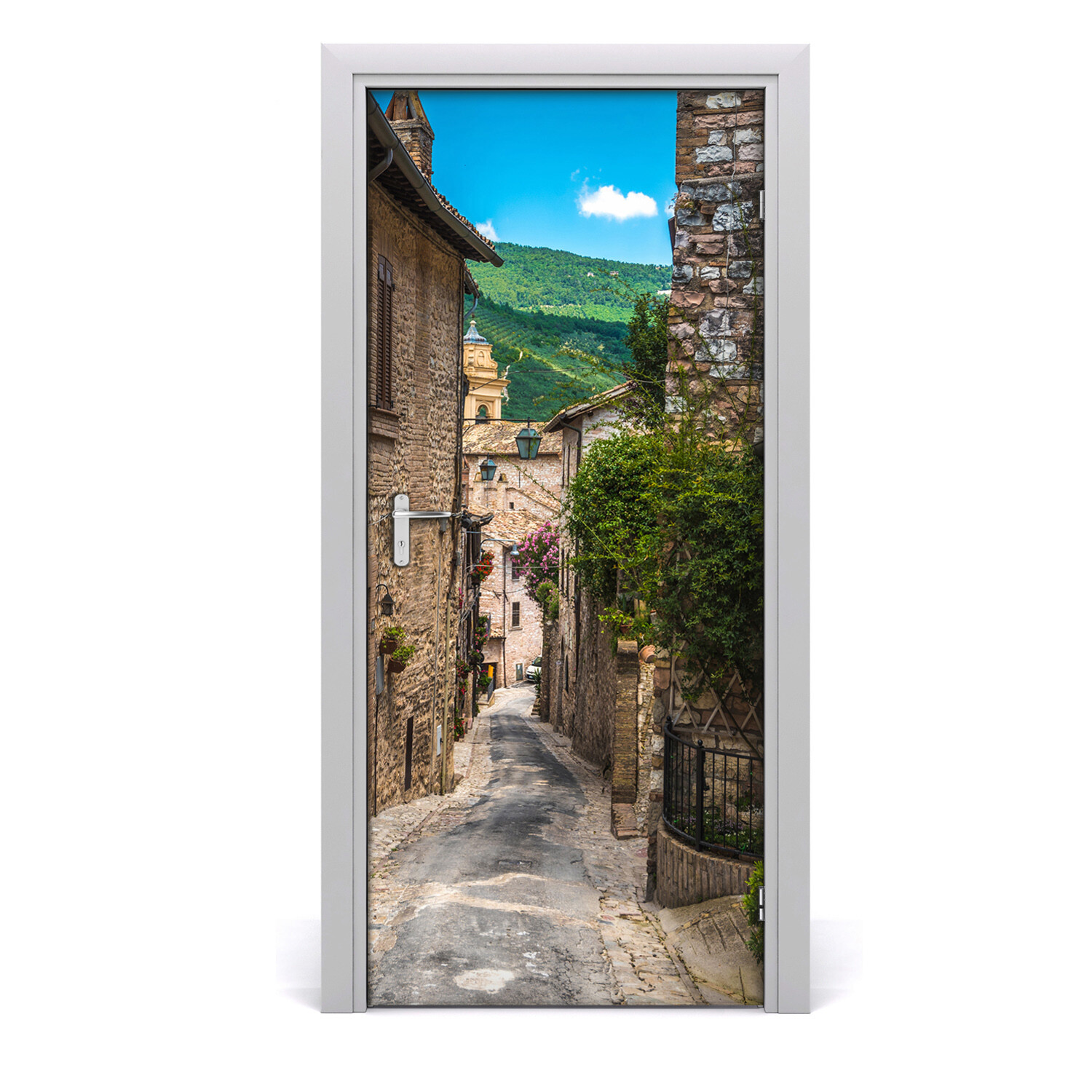 Self adhesive Door wrap removable Peel & Stick Architecture A charming street