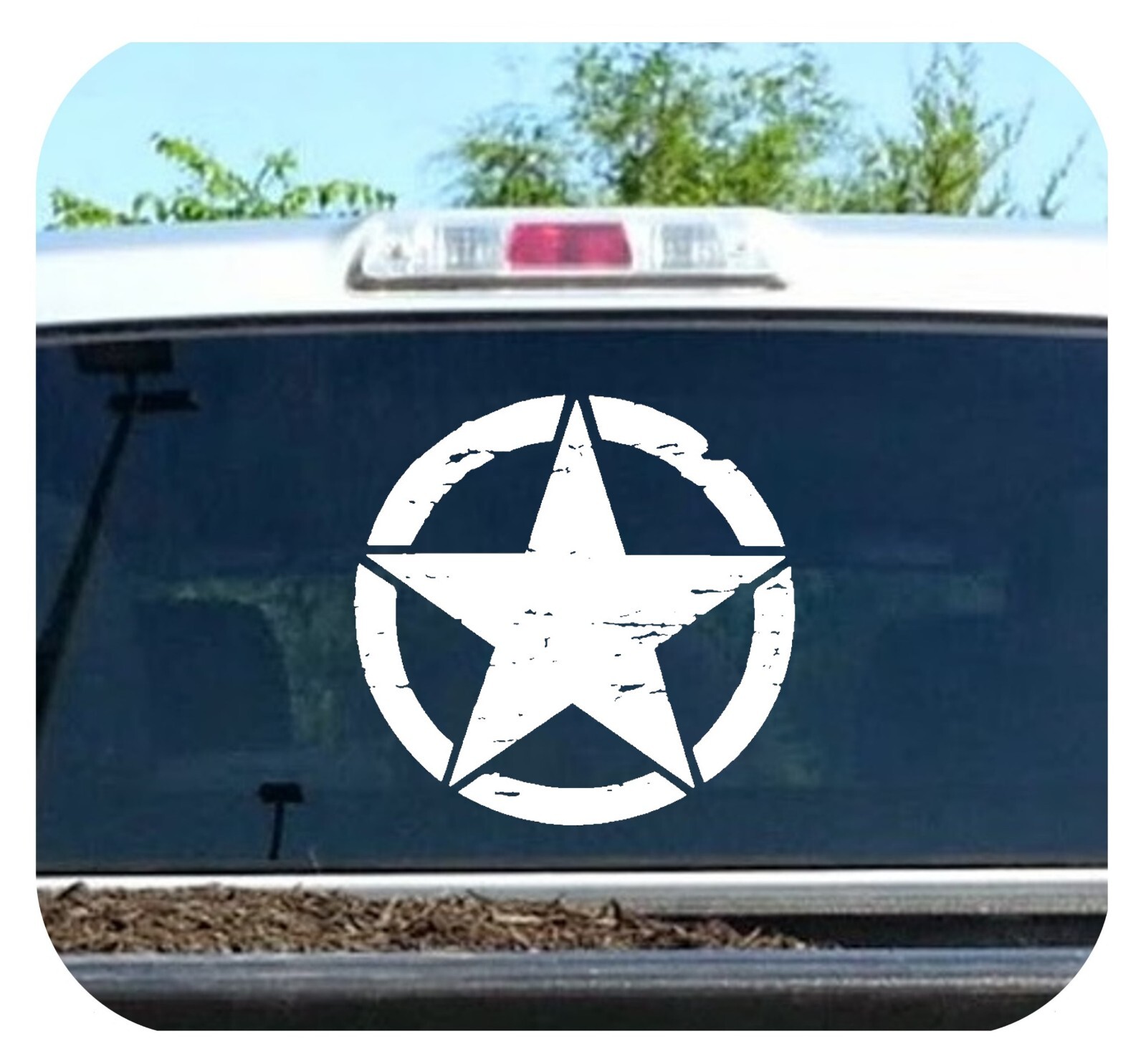 Distressed Star 2 Decals Military Style Off Road Vinyl Decal Sticker 12 Inches