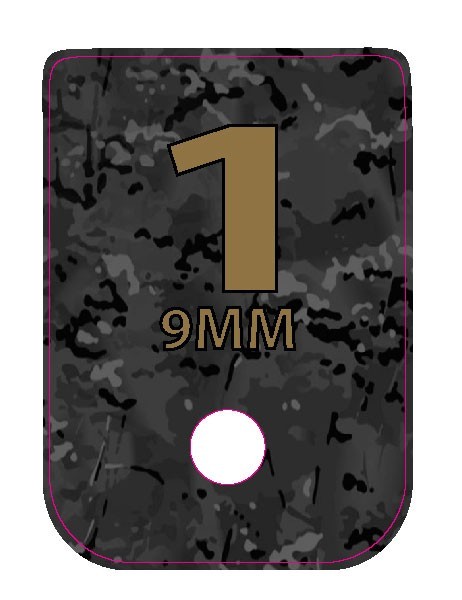 FITS GLOCK 9MM BLACK MULTICAM BACKGROUND FDE TEXT NUMBERED 1-6 set of six