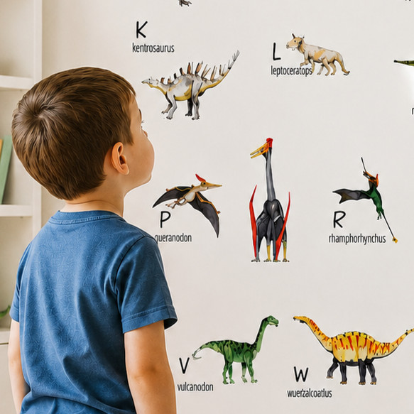 Dinosaur Alphabet Wall Stickers Kids Room Dinosaur Playroom Wall Decor Stickers