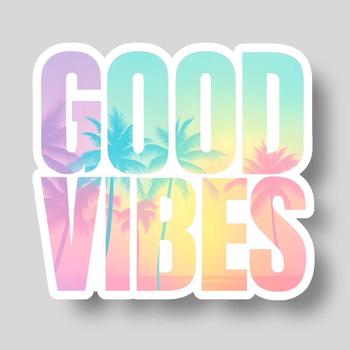 Summer Time Vibe Vacation Palm Tree Ocean Beach Vinyl Decal Sticker Laptop Phone