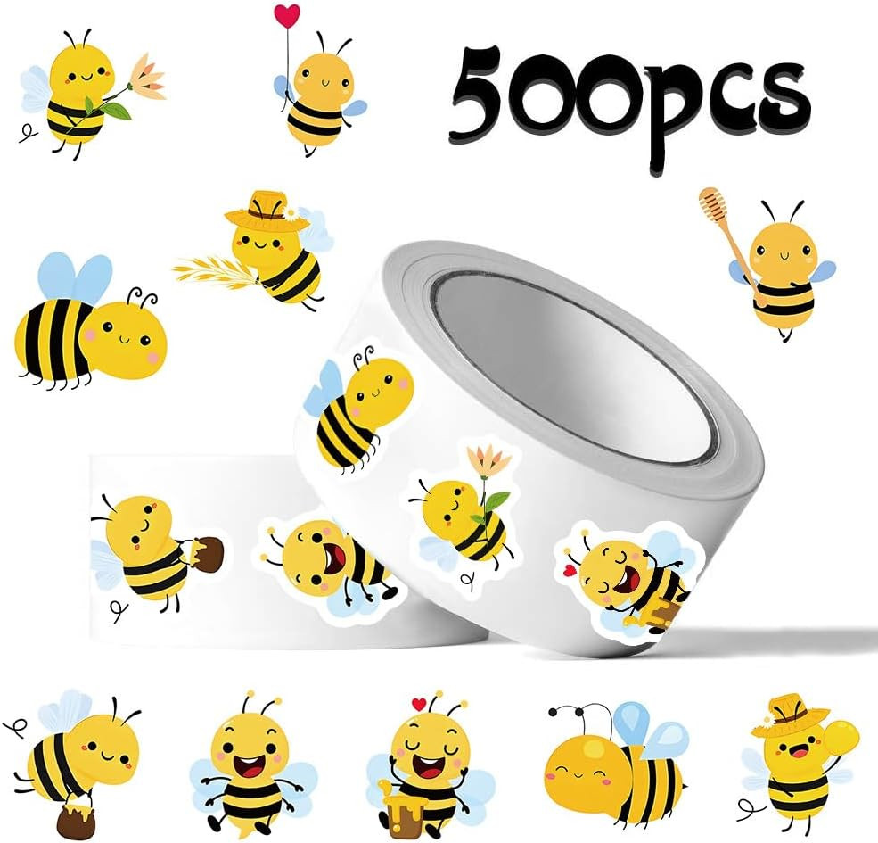 500Pcs Bumblebee Vinyl Stickers Roll Set | Cute Bumblebee Waterproof Vinyl Decal