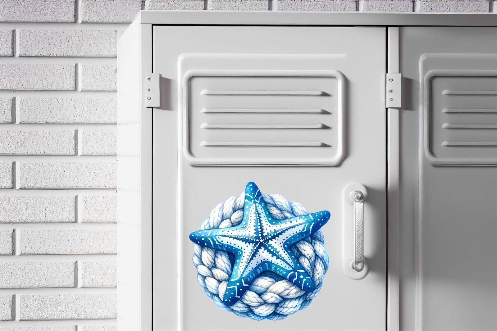 Blue and White Starfish and Rope Transparent Sticker / Decal