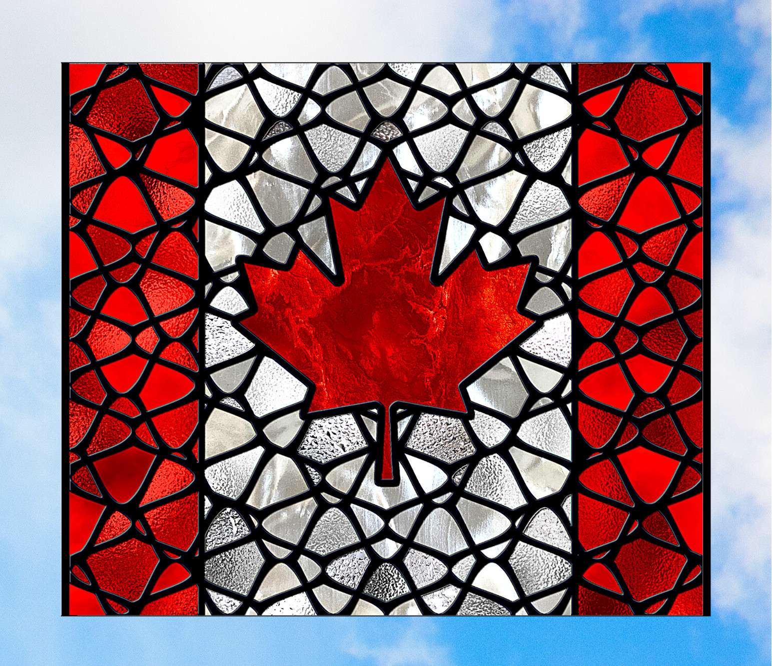 Canadian Flag WINDOW CLING Sun-catcher Size 9" Rectangle ~ Repositionable Vinyl