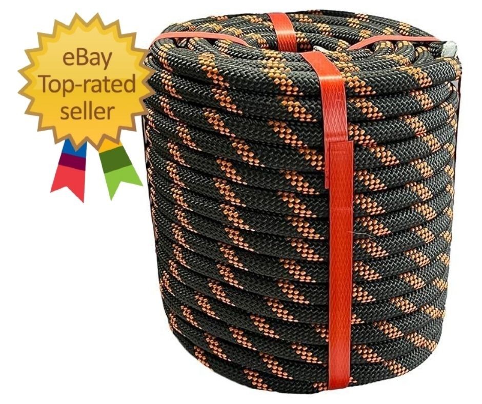 Arborist Rigging Rope Bull Rope Black (1/2 in x 100ft) Polyester Braided Arbo…