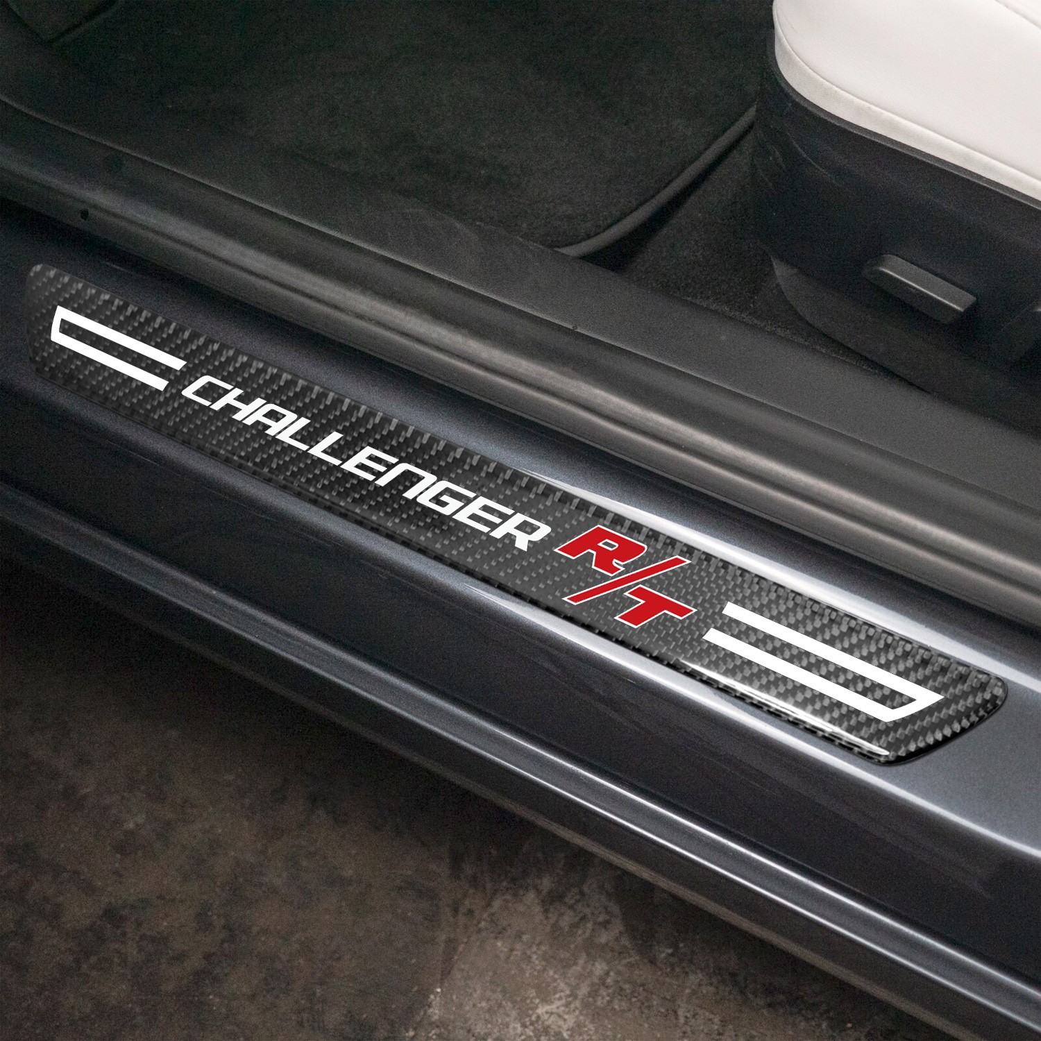 Dodge Challenger R/T Real Carbon Fiber 4 Pcs Door Sill Kick Plates