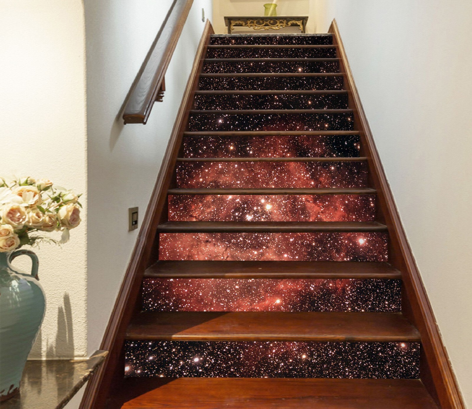 3D Red Starry ZHU619 Stairs Risers Decoration Photo Mural Vinyl Wallpaper Amy