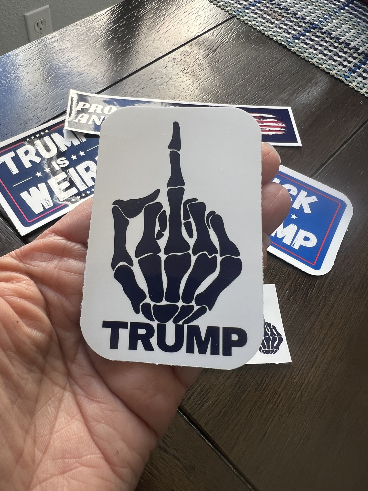 F Donald Trump Middle Finger, Water resistant Vinyl Die Cut Sticker 3"