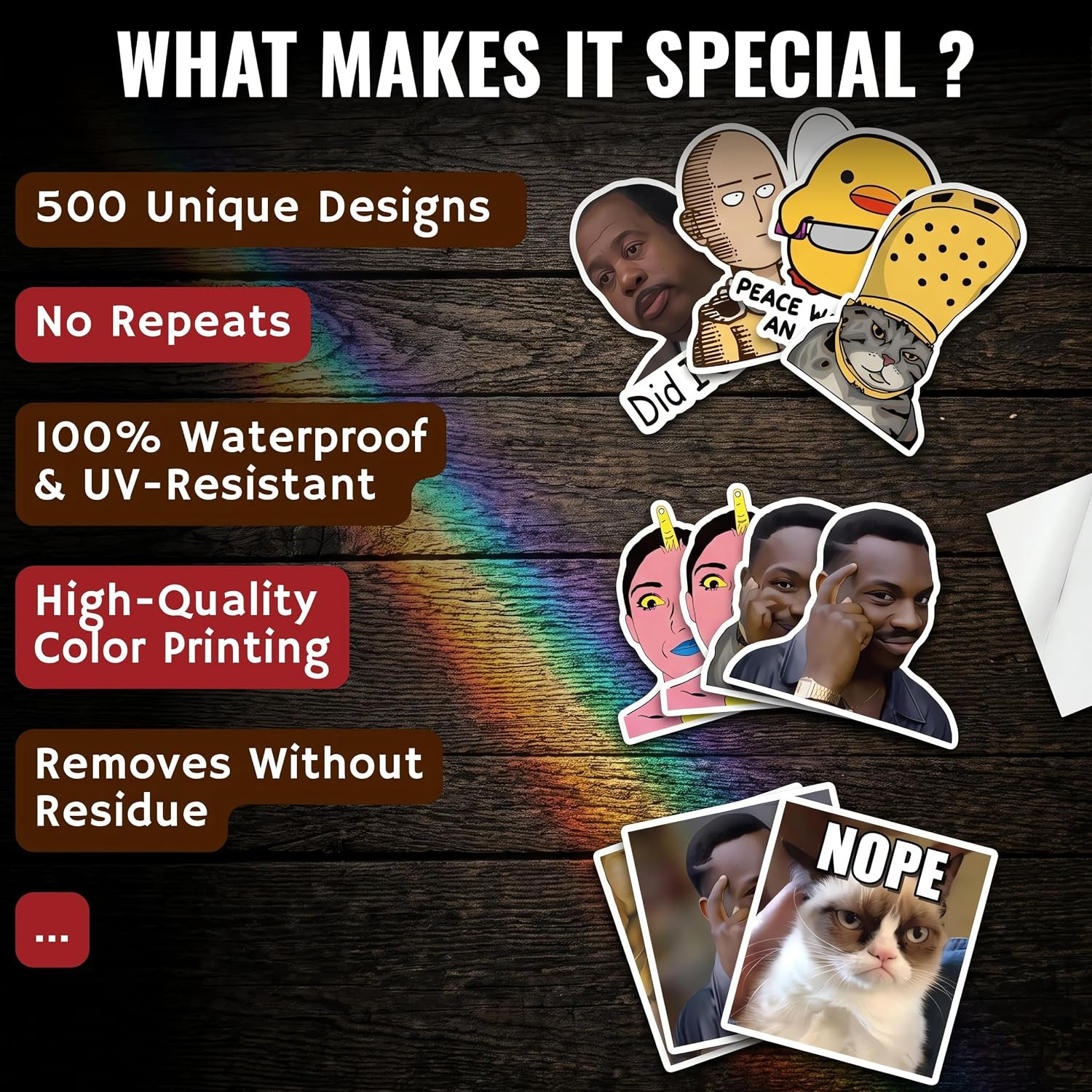 500 Pcs Funny Stickers for Adults & Teens – Trendy Meme Sticker, VSCO Vinyl Deca