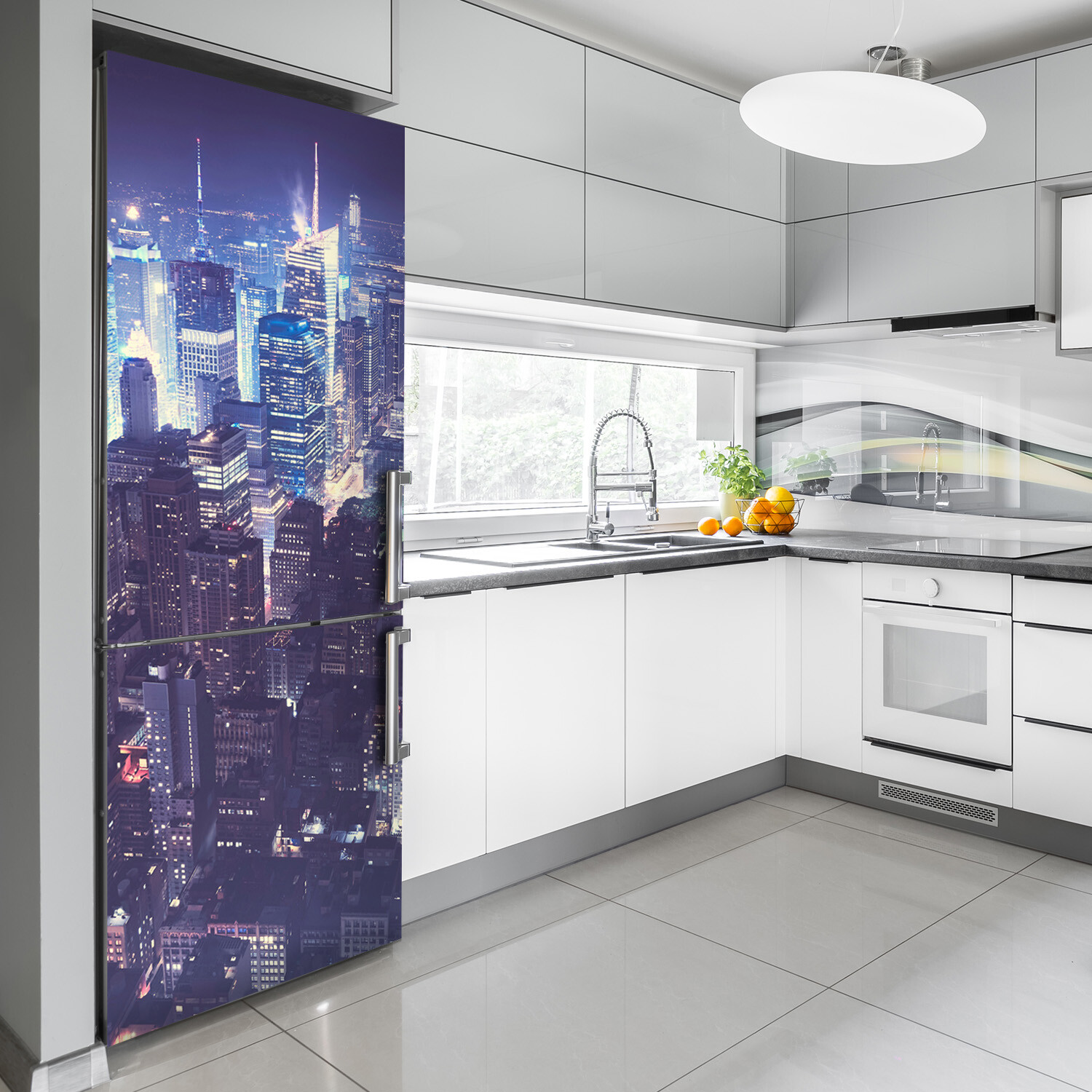 Magnet Sticker Refrigerator removable Landscape Manhattan at night