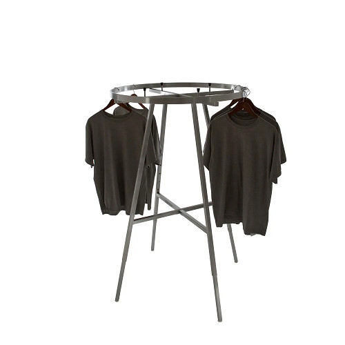 Econoco K71WD-SC Round Folding Garment Rack with Rectangular Tubing Hangrail