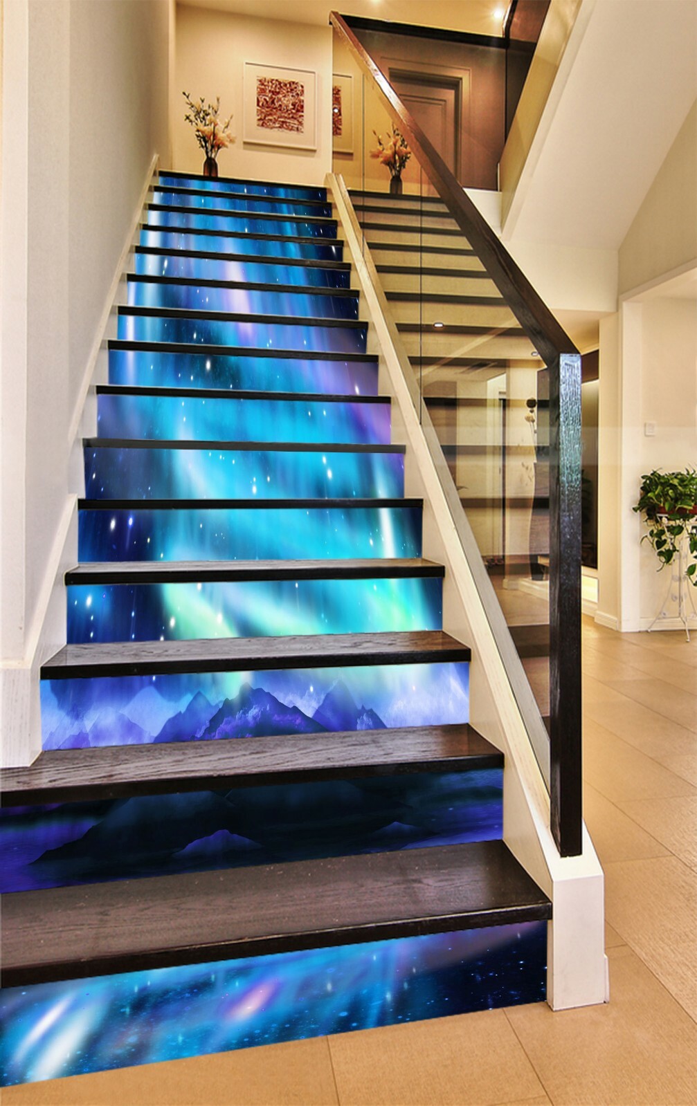 3D Blue Aurora 564NA Stair Risers Decoration Photo Mural Decal Wallpaper Fay