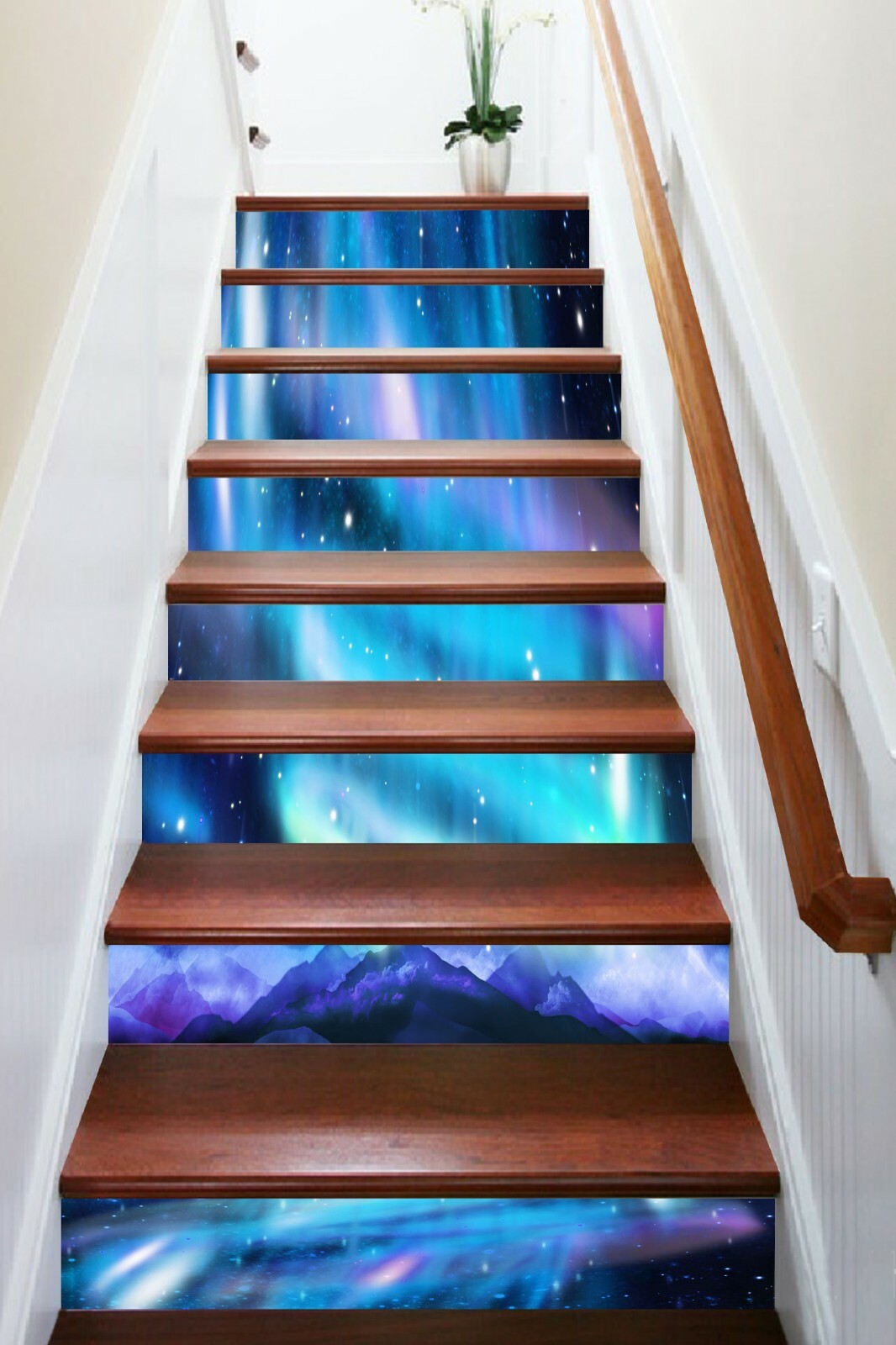 3D Blue Aurora 564NA Stair Risers Decoration Photo Mural Decal Wallpaper Fay