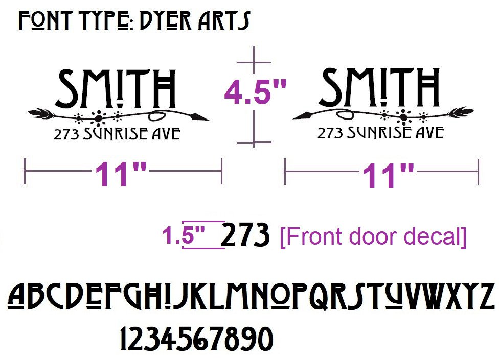 SET OF 2 CUSTOM PERSONALIZED VINYL MAILBOX NUMBERS NAME DECAL, (Model 23)