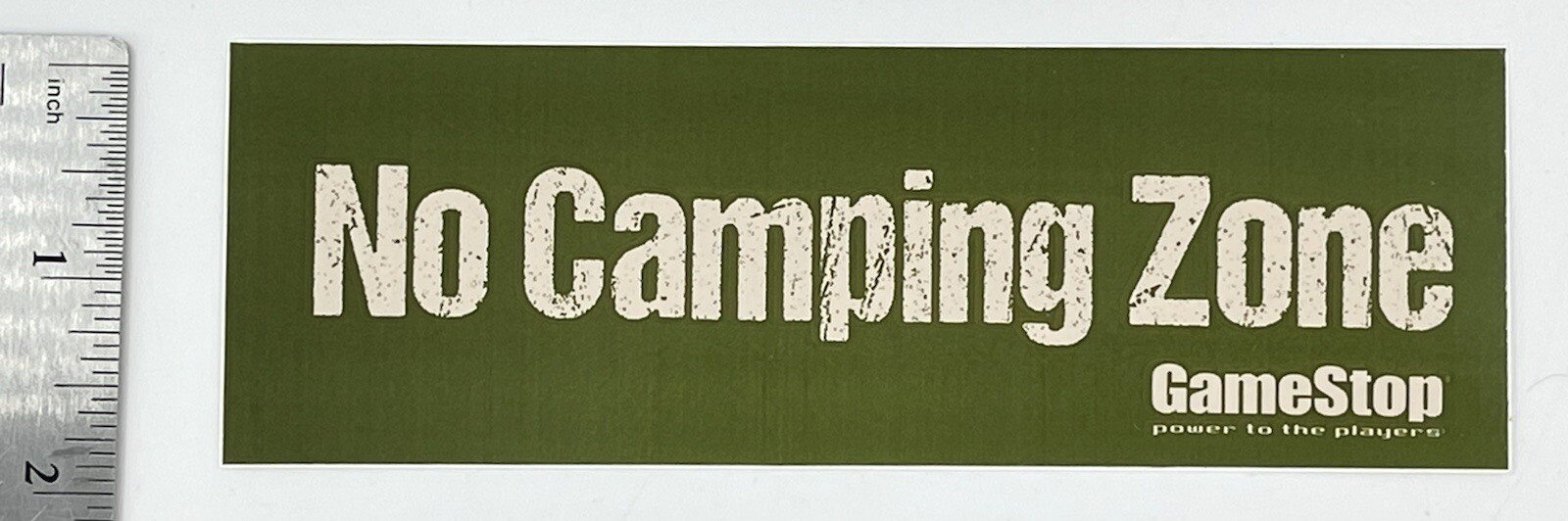 "No Camping Zone" Sticker Green & Tan New