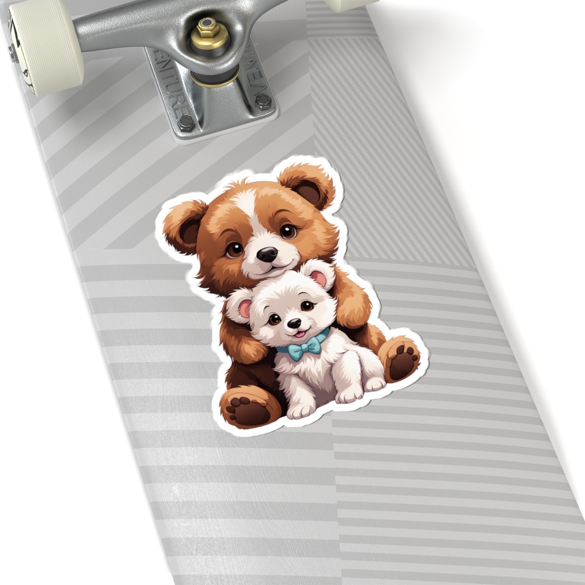 Adorable Bear and Pup Kiss Cut Stickers, Cute Animal Decor