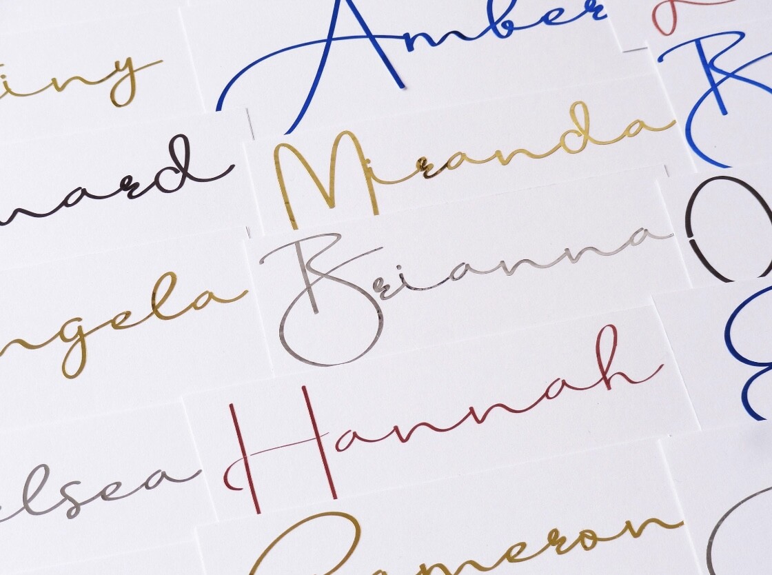 Handwritten Calligraphy Names Vinyl or Adhesive Foil Decals