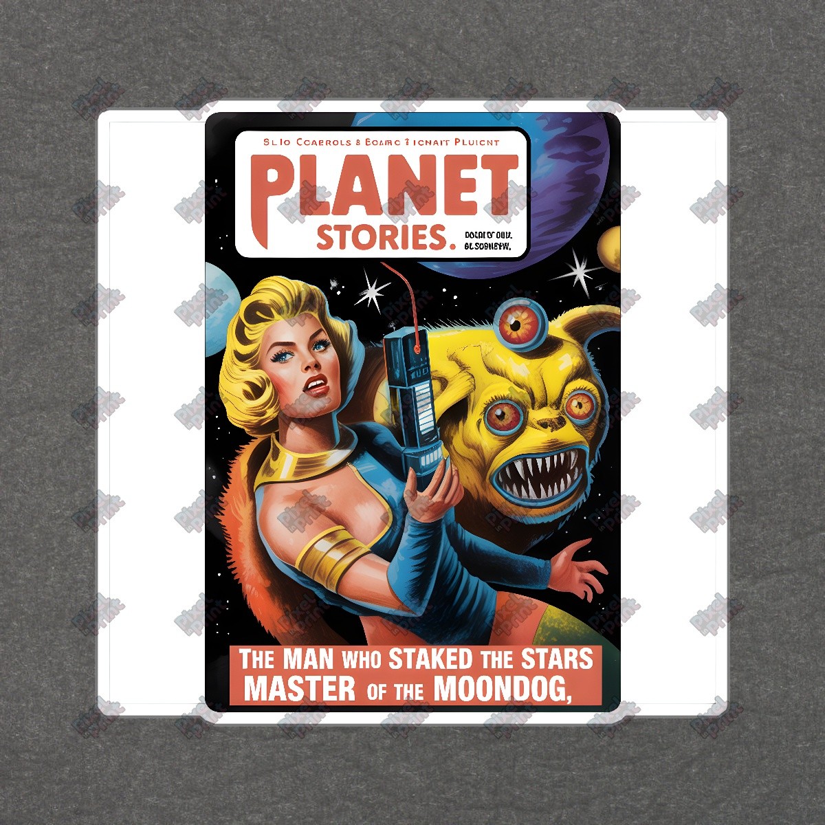 Vintage 1950s Retro Science Fiction Magazine Cover PLANET Stories #8396