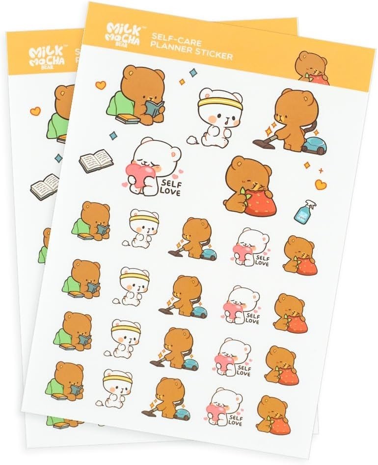 Milkmochabear 5-Pack Planner Sticker Sheets 250 Stickers Milk Mocha Matcha 2024