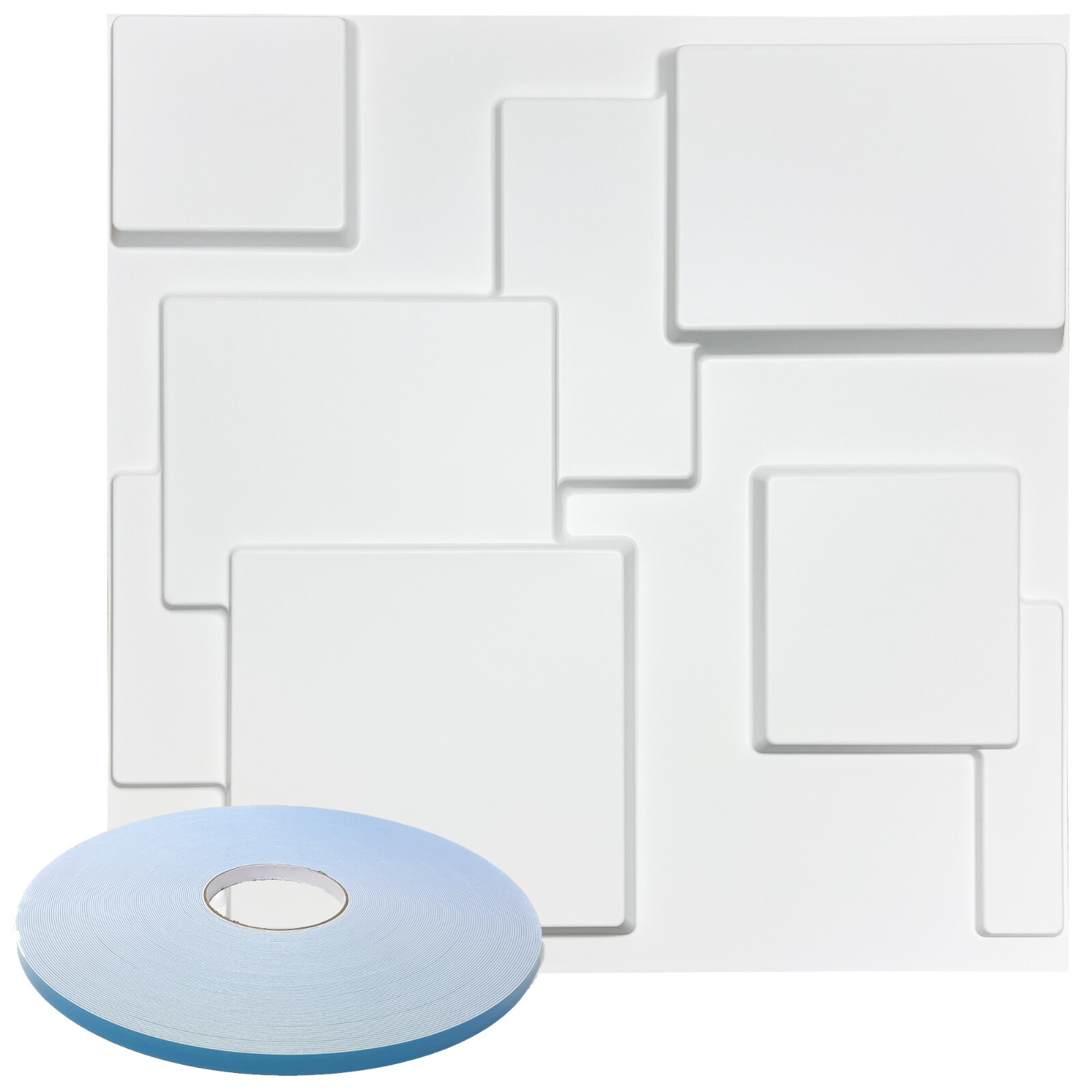 Star Textured Premium PVC 3d Wall Tile Panel 19.7" x 19.7" Pack of 12 White