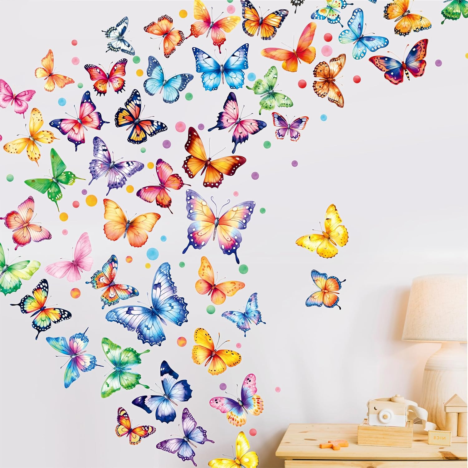 230+ PCS Large Butterfly Wall Decals, Self-Adhesive Vinyl Butterfly & Dot Sticke