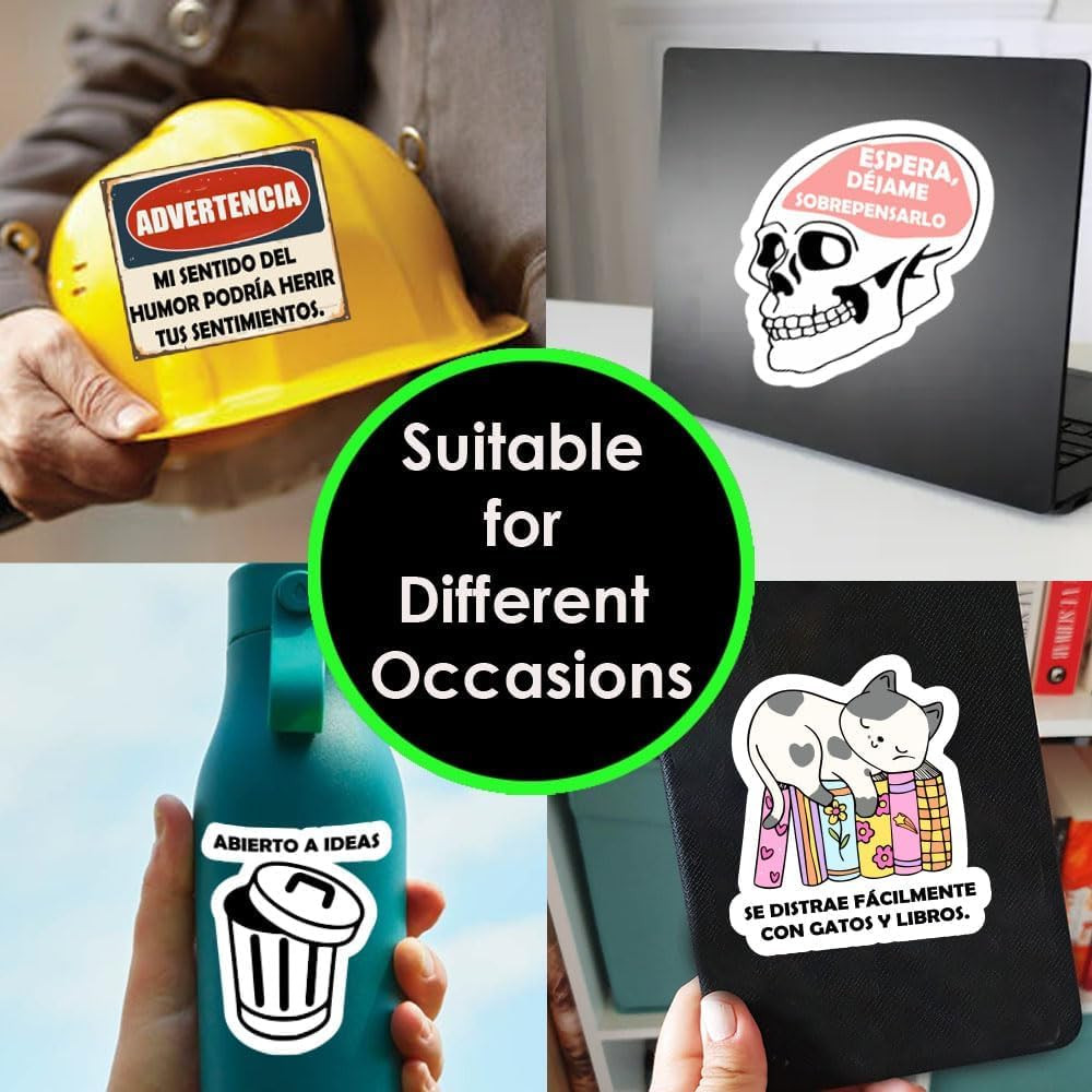 Spanish Funny Stickers for Adults – Waterproof Sarcastic Meme Decals for Hard Ha