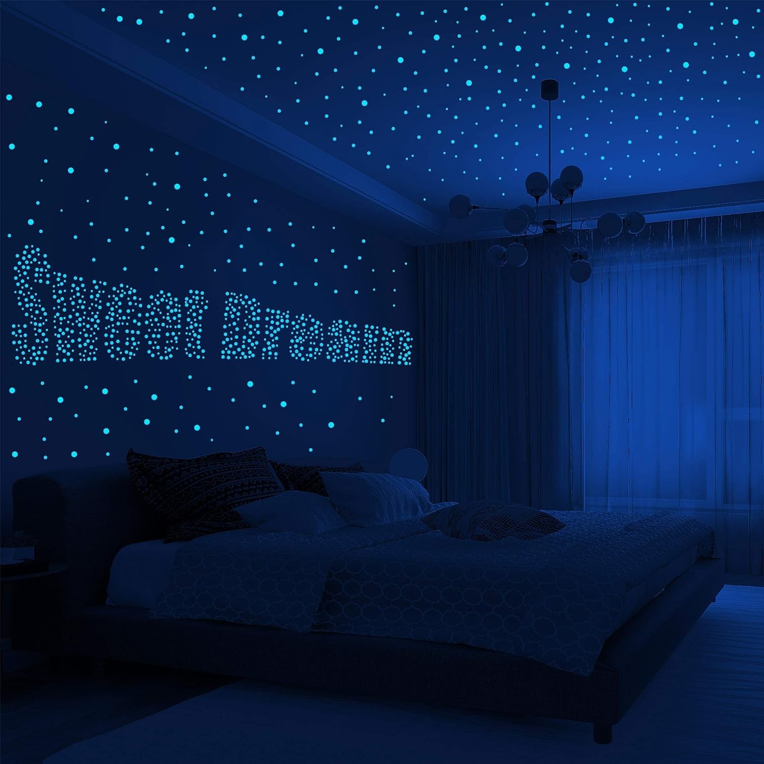 808 PCS Glow in The Dark Stars for Ceiling, Glowing Wall Decals Blue,green
