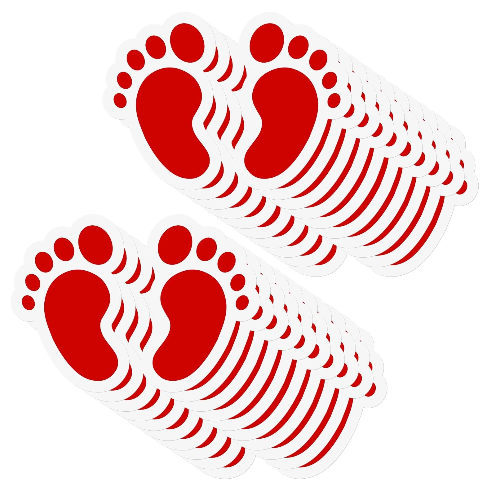 Red Footprint Stickers 4 × 6 Inches Vinyl Self Adhesive Kids Floor Decals W