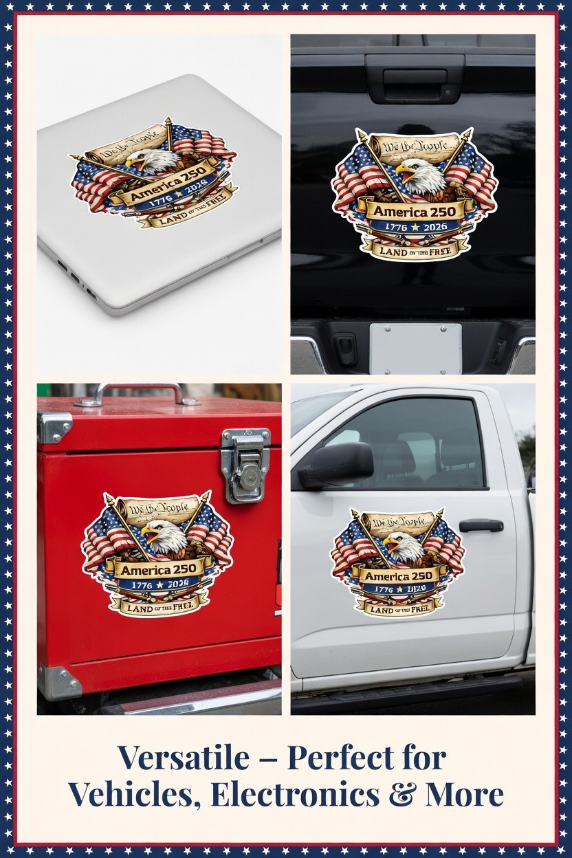 America 250 Adhesive Sticker | 1776–2026 Patriotic Decal | America’s 250 Years