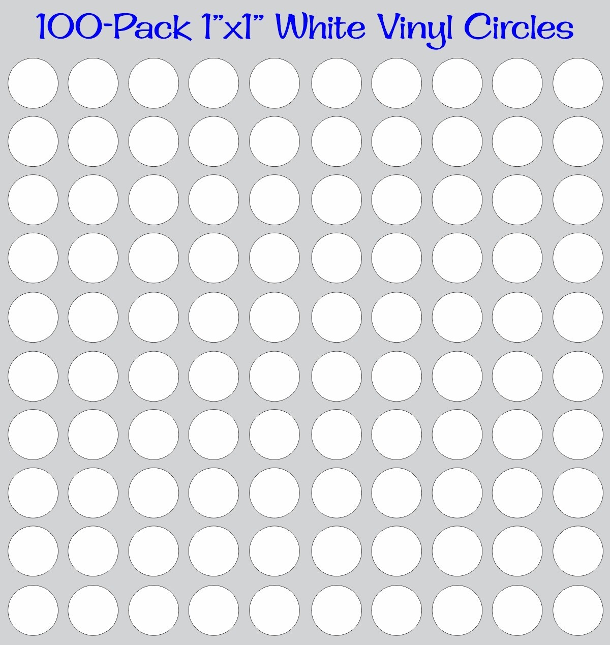 100 pack – 1"x1" Round White Vinyl Stickers / Decals Circles Polka Dots Die Cut