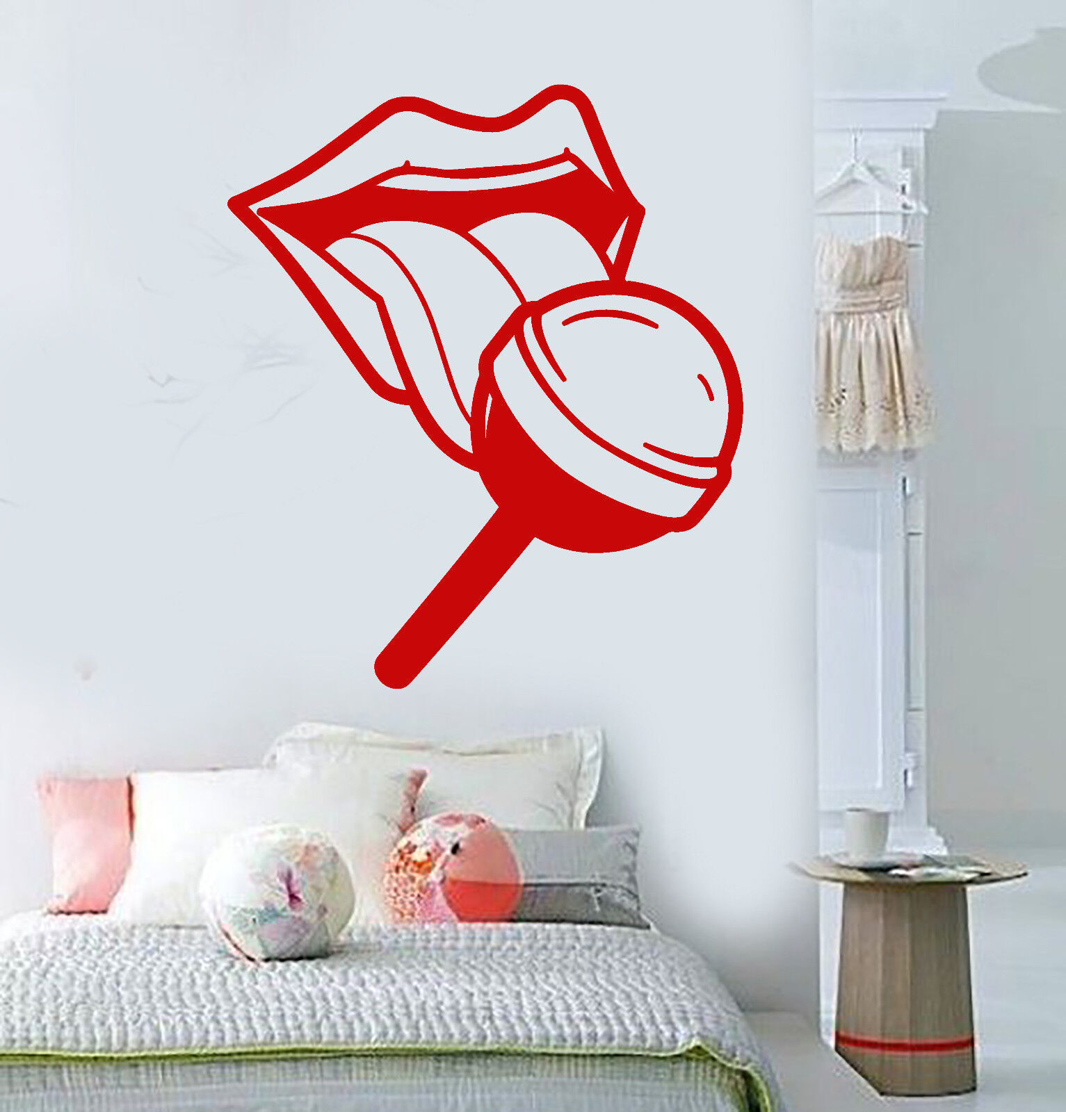Vinyl Wall Decal Sexy Hot Girl Lips Tongue Candy Lollipop Mouth Stickers 2169ig