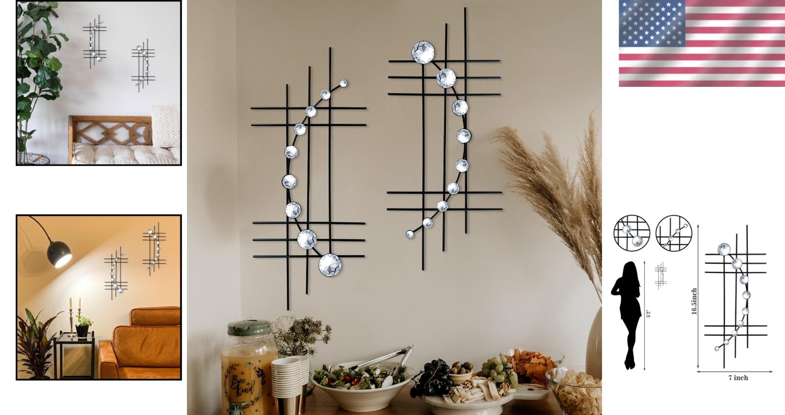 Elevate Your Space with 16.5"/24" Black Abstract Wall Art – 2 Piece Set