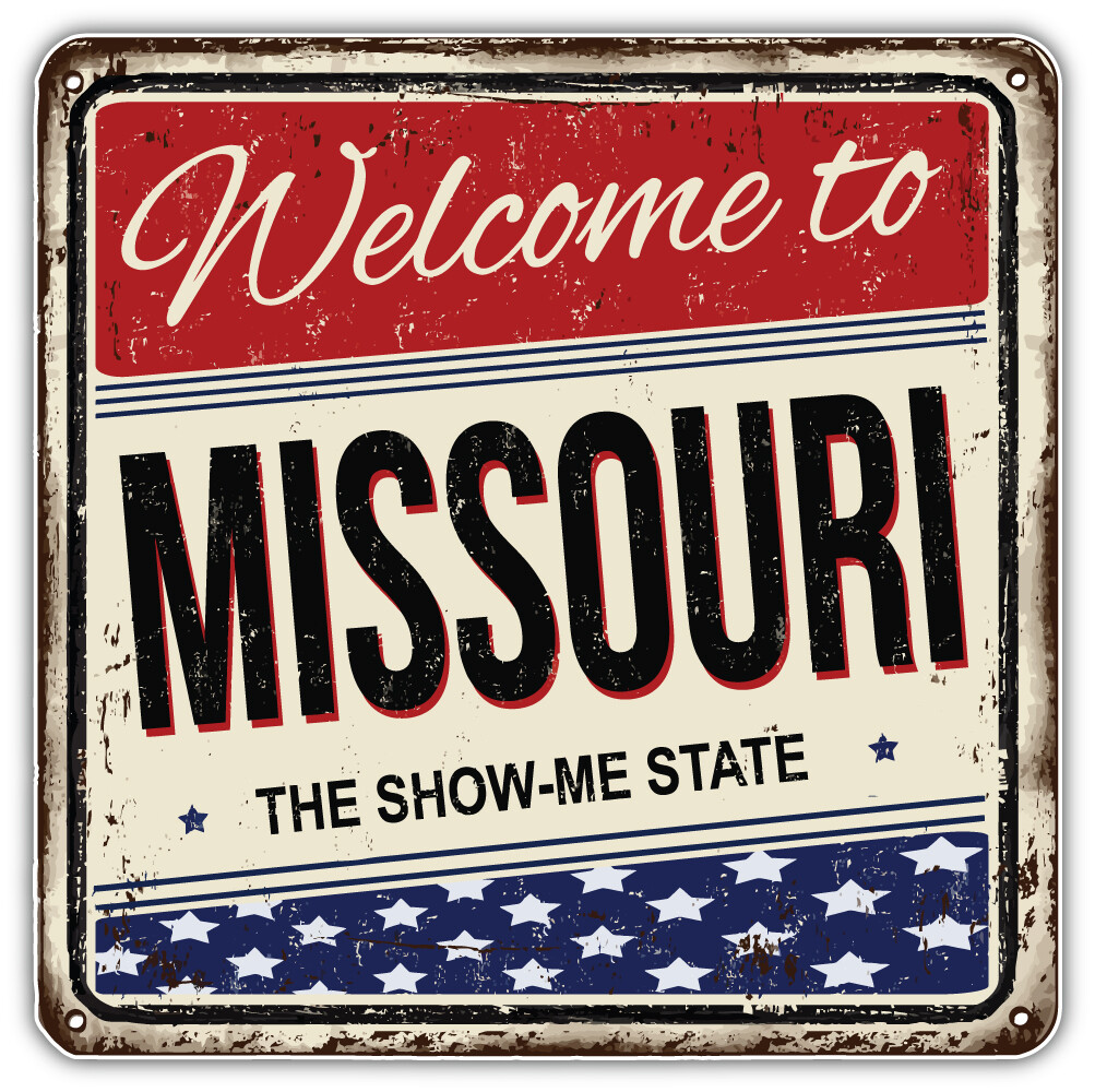 Missouri USA State Retro Grunge Emblem Car Bumper Sticker Decal "SIZES"