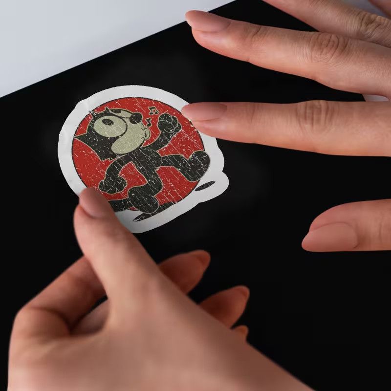 Retro Felix Cat Vinyl Sticker – Reusable, Self-Adhesive, Semi-Matte Finish