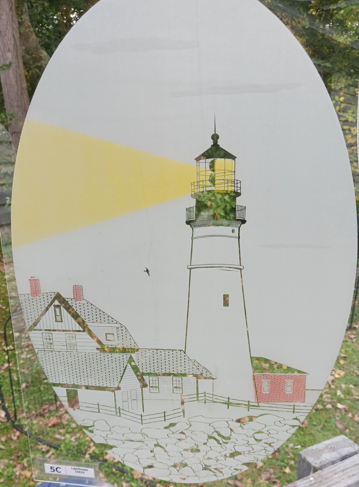 LIGHTHOUSE Window Decal 15"x23" Etched Look Cling Removable & Reusable 5C