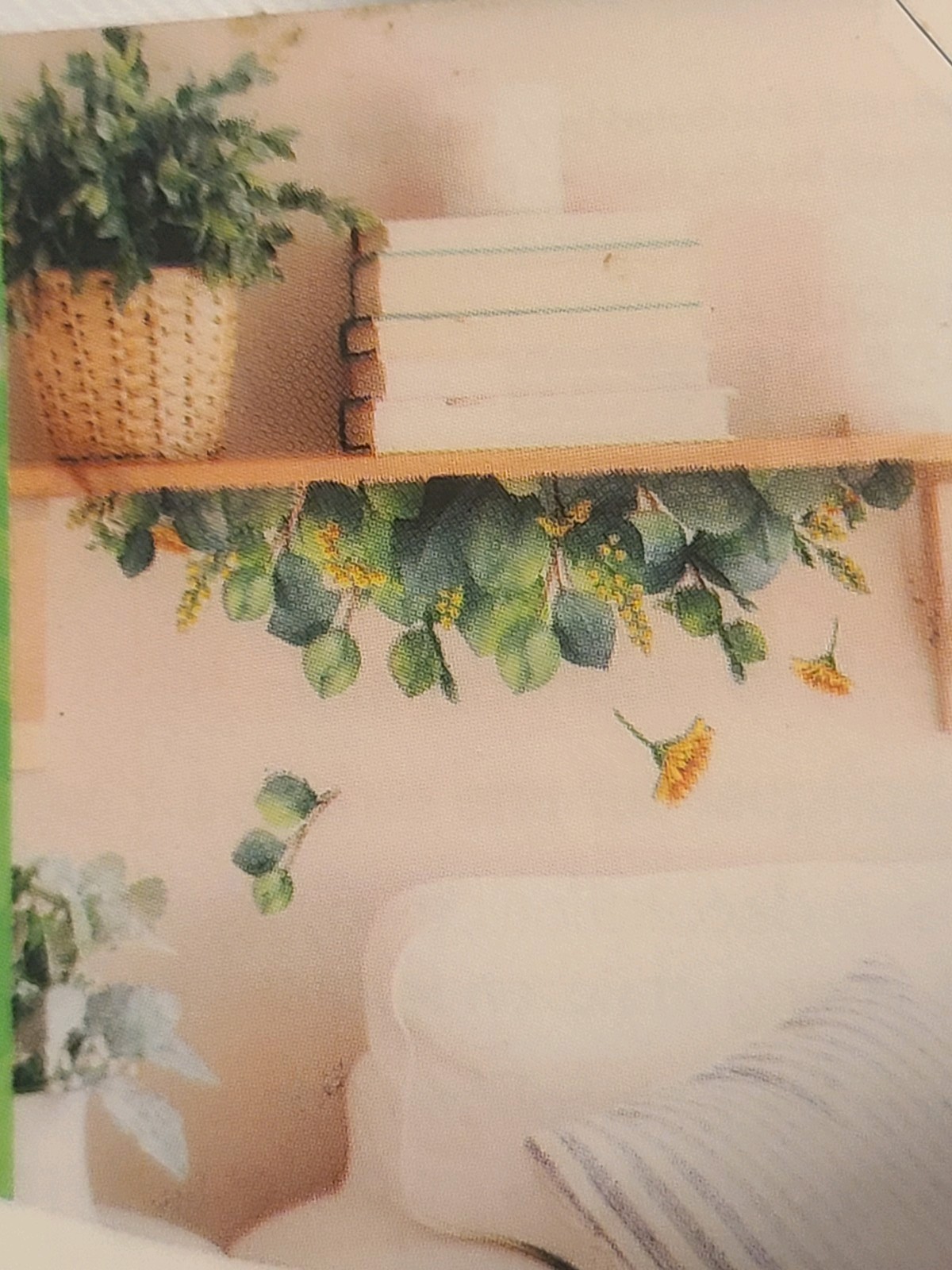 Set Of 4 Wall Stickers Yellow Flowers And Leaves