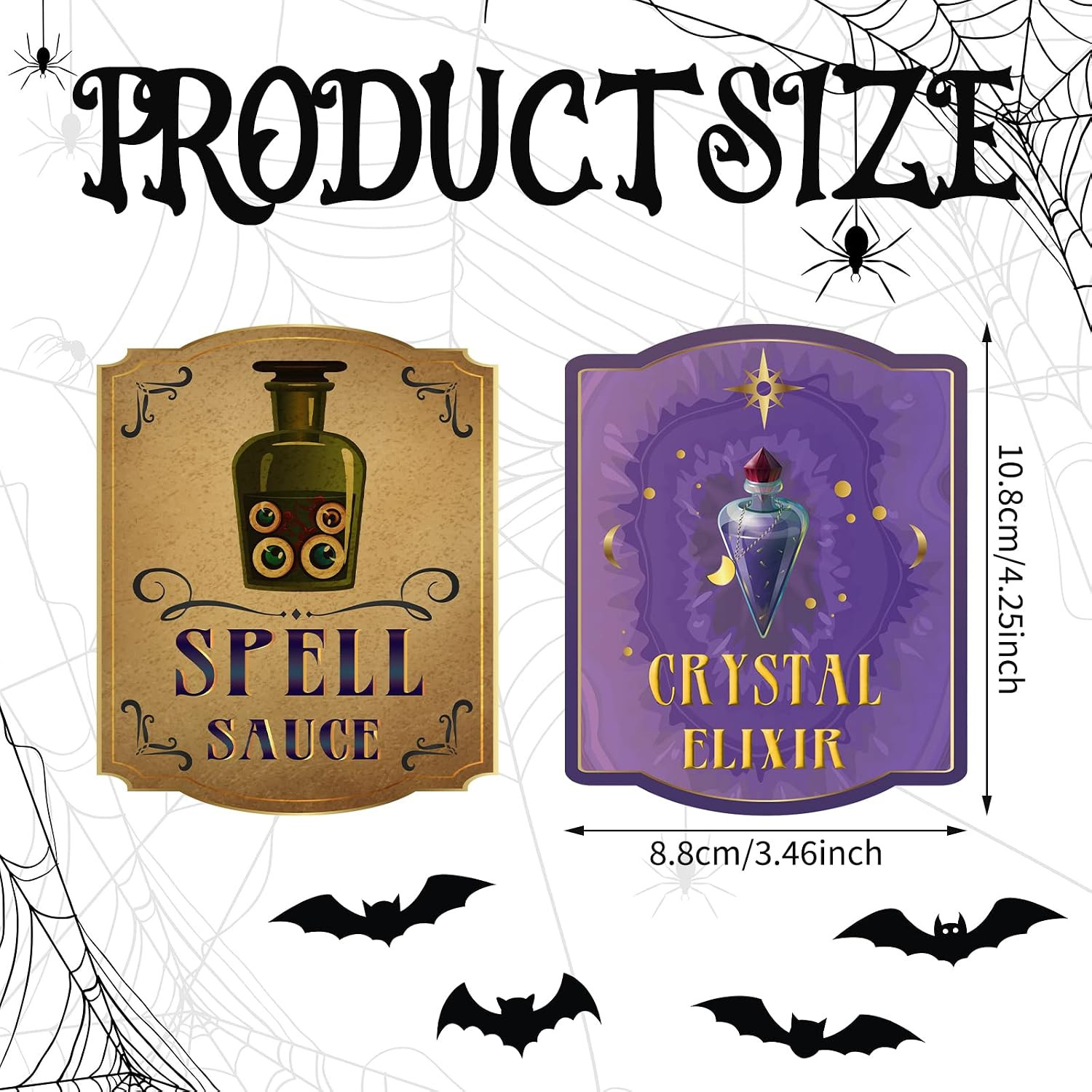 80 Pcs Apothecary Bottle Labels, 20 Styles Waterproof Halloween,Cool | Vintage L