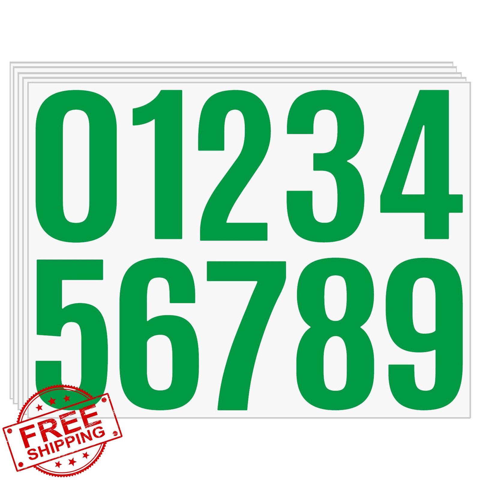 MAIBANU 50PCS Number Stickers Green 4 Inch Vinyl