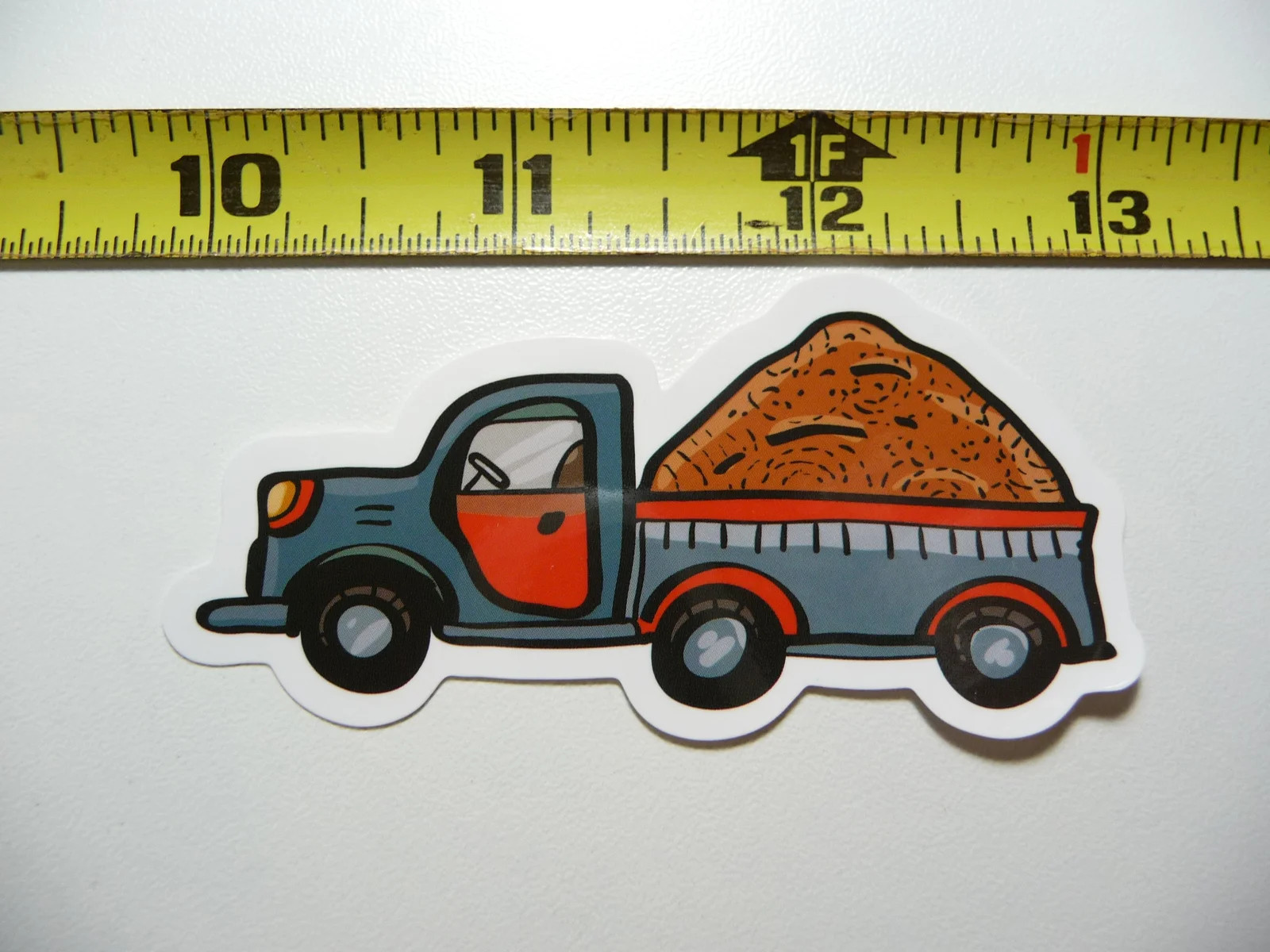 CARTOON DUMP TRUCK WITH LOAD SMALL STICKER DECAL LAPTOP FUN FUNNY