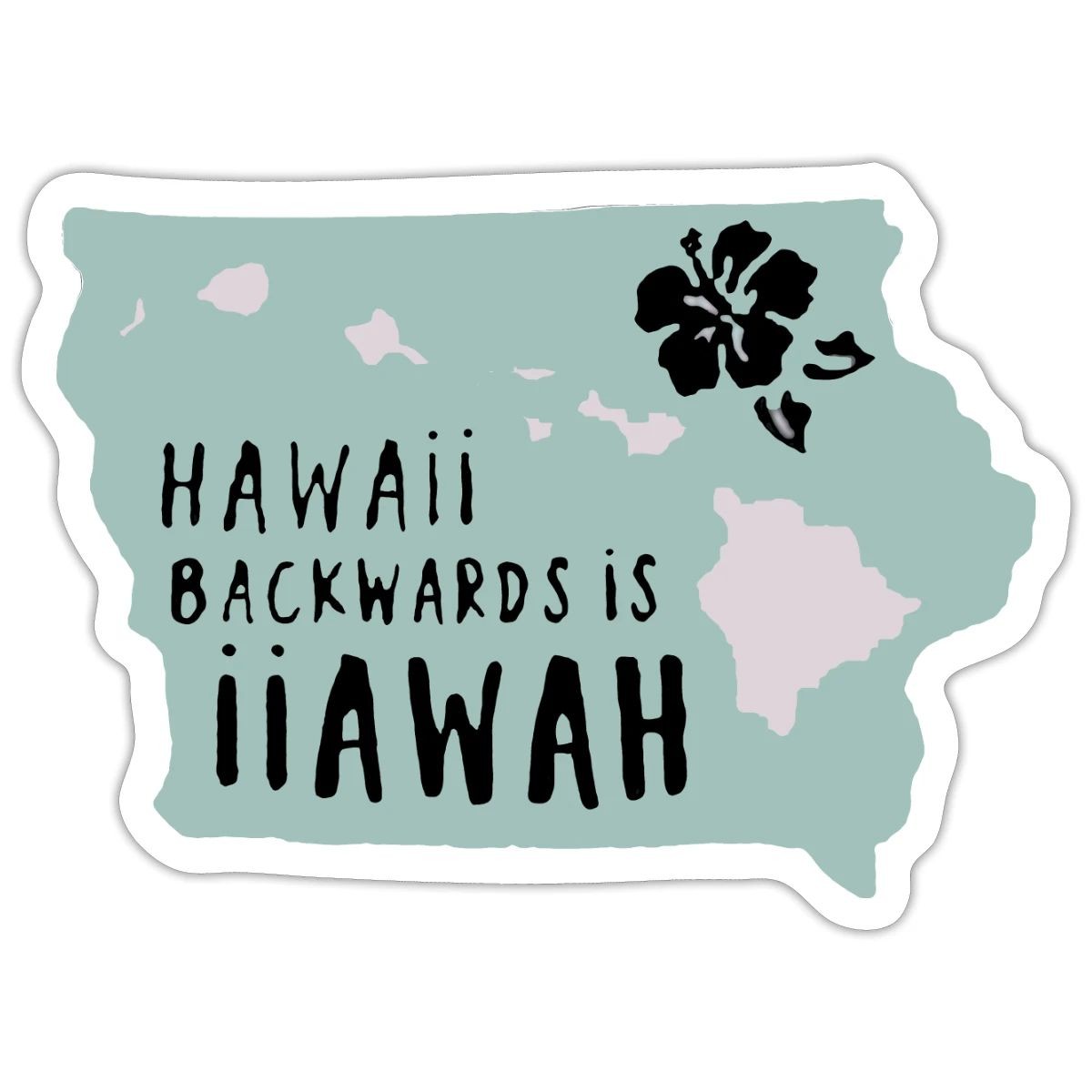 Hawaii Backwards Is Iiawah Funny Beach Quote Sticker, max. 4 x 4"