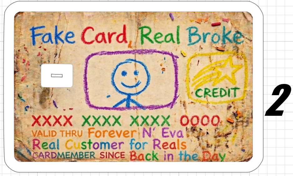 Toddler Crayon Art ATM Debit Credit Gift Card Skin Sticker Parody Gag Poor Child